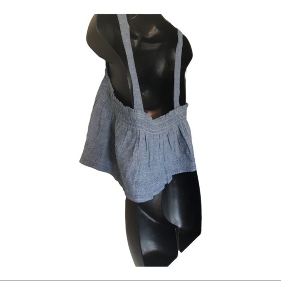 American‎ Eagle Blue chambray wide strap flirty flounce hem crop top size medium - Picture 9 of 9